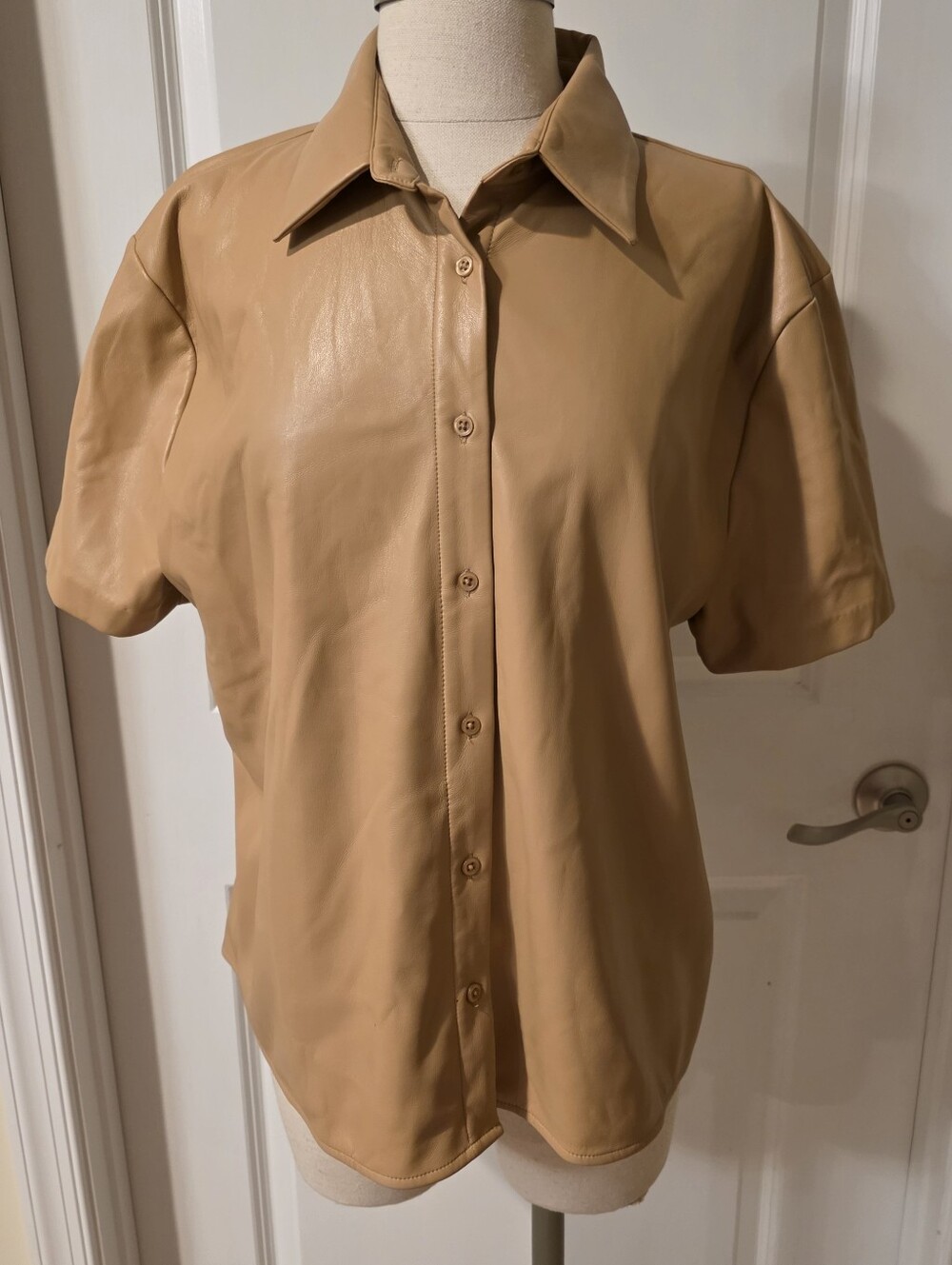 Frankies Bikinis Vegan Leather Shirt Size Small